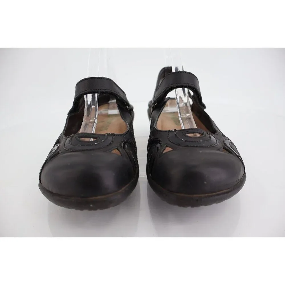 Naot Rongo Mary Jane Shoe Women Sz 37 6 Black Leather Slingback Flat Cork Insole